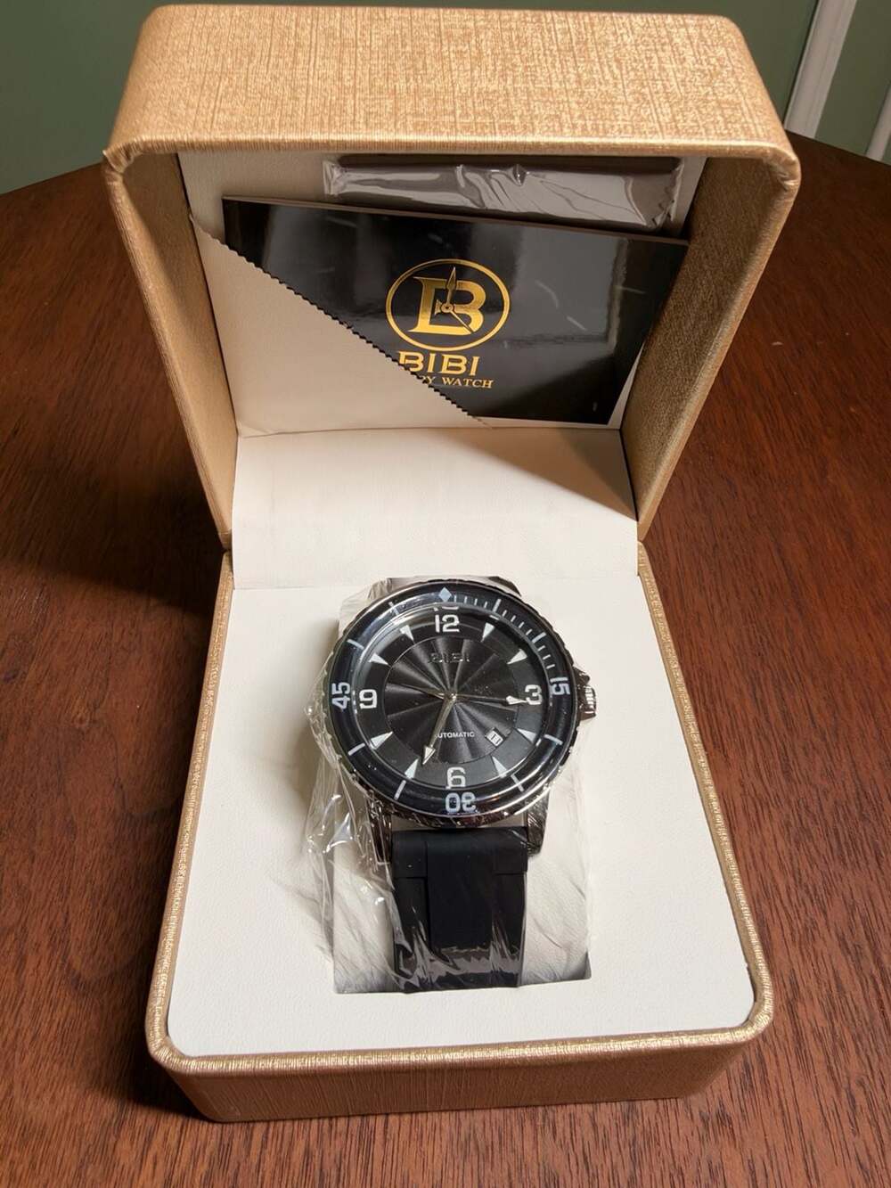 BIBI Automatic Watch Black Dial Rubber Strap